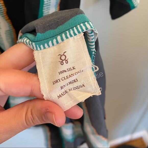 FIGUE Blue Silk Floral Appliqué Midi Dress XS - Picture 11 of 16